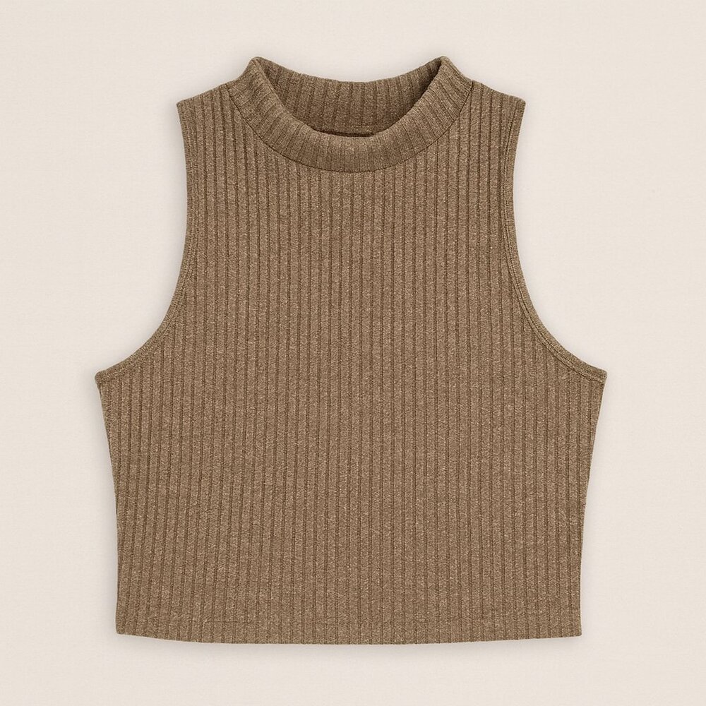 NWOT Ribbed Tan Crop Top